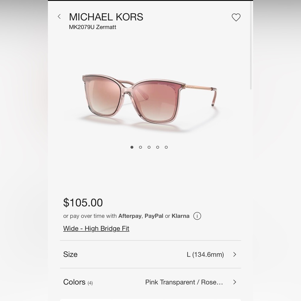 Michael kors PINK TRANSPARENT/ROSE GOLD GRADIENT MIRRORED sunglasses